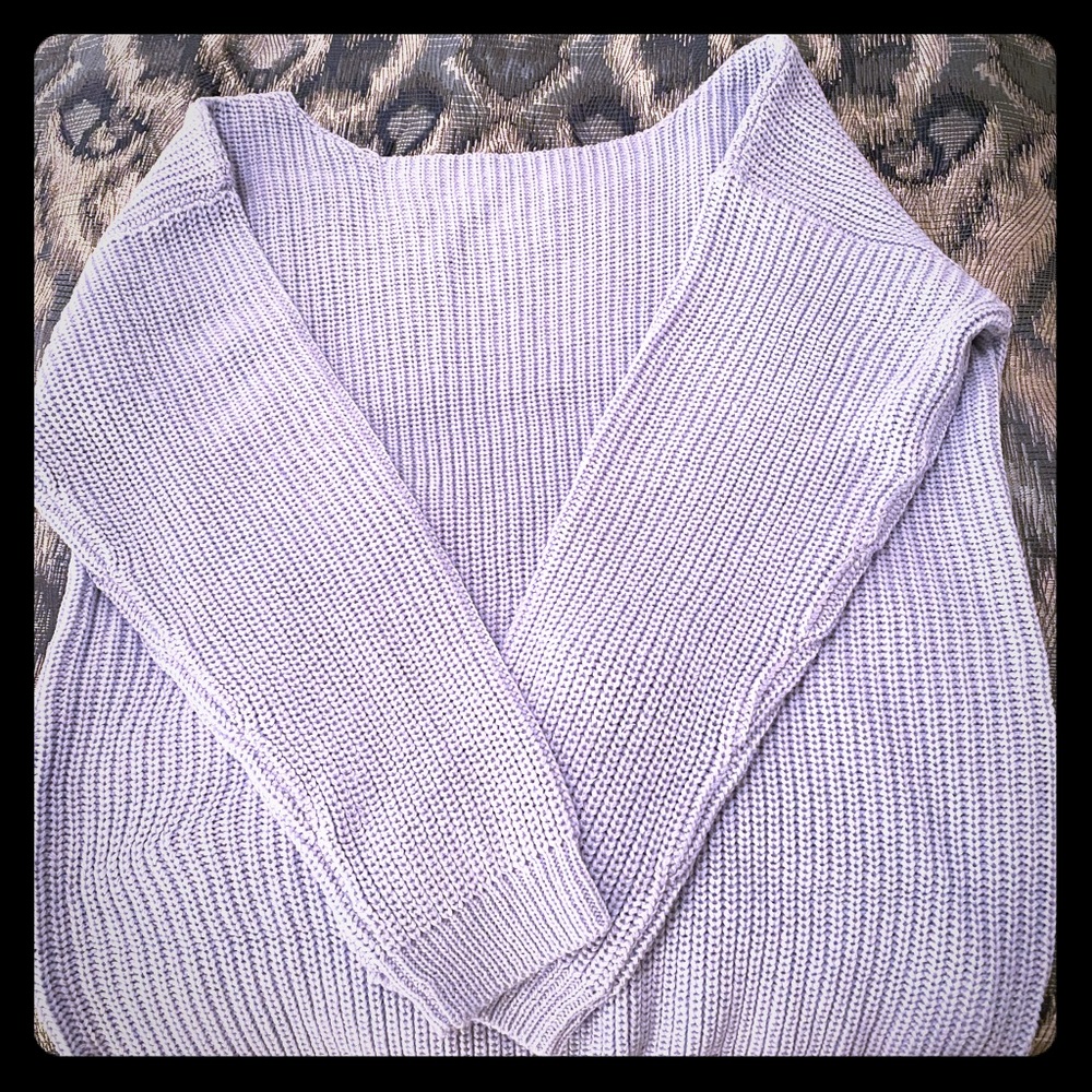 V open back sky blue sweater
